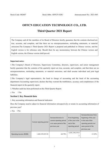 Miniature Offcn Education
 Rapport trimestriel 2021-q3