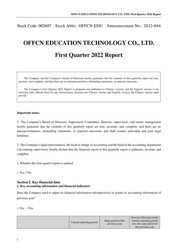 Miniature Offcn Education
 Rapport trimestriel 2022-q1