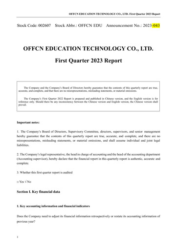Miniature Offcn Education
 Rapport trimestriel 2023-q1