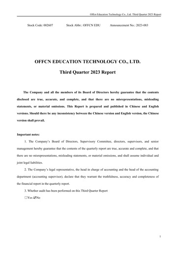 Miniature Offcn Education
 Rapport trimestriel 2023-q3