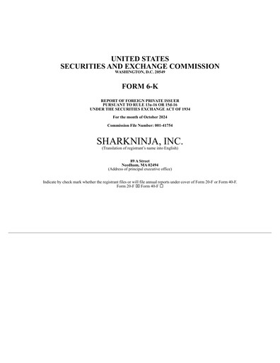 Thumbnail SharkNinja Quarterly Report 2024-q3