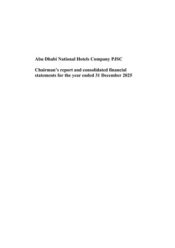 Thumbnail Abu Dhabi National Hotels Financial Statement 2025