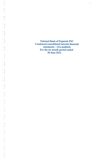 Thumbnail National Bank of Fujairah Financial Statement 2012-h1