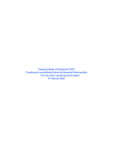 Thumbnail National Bank of Fujairah Quarterly Report 2026-q1