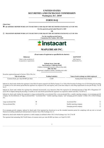 Thumbnail Instacart (Maplebear Inc.) Quarterly Report 2025-q1