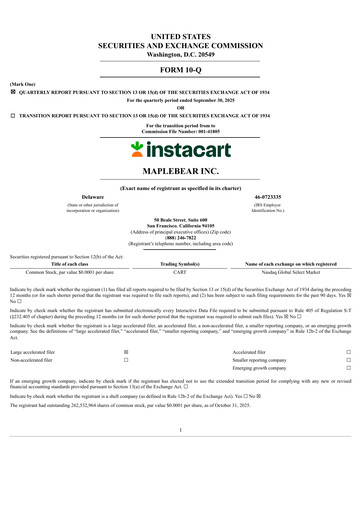 Thumbnail Instacart (Maplebear Inc.) Quarterly Report 2025-q3
