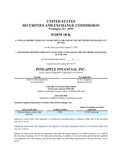 Thumbnail Pineapple Financial Annual Report 2023