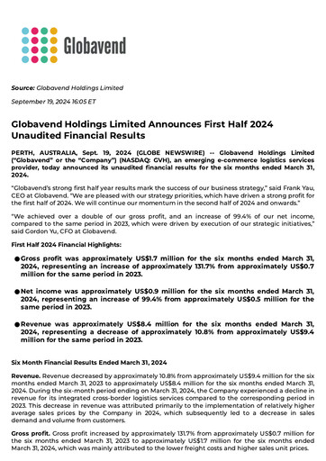 Thumbnail Globavend Half-year Report 2024-h1