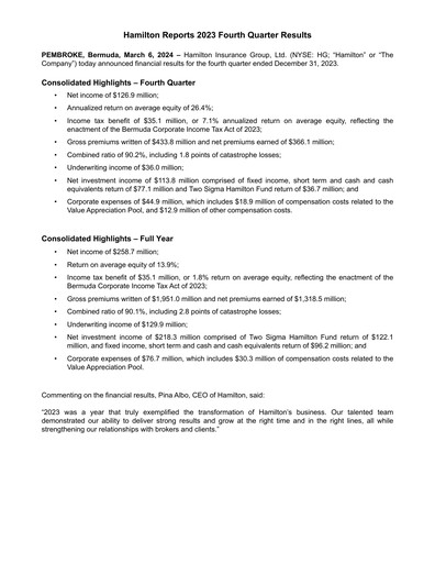 Vorschaubild Hamilton Insurance Group Quartalsbericht 2023-q4