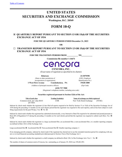 Thumbnail Cencora Quarterly Report 2024-q1