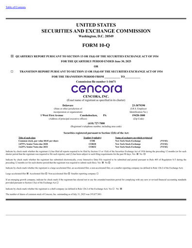 Thumbnail Cencora Quarterly Report 2025-q3