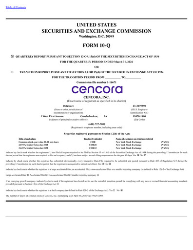 Thumbnail Cencora Quarterly Report 2026-q2