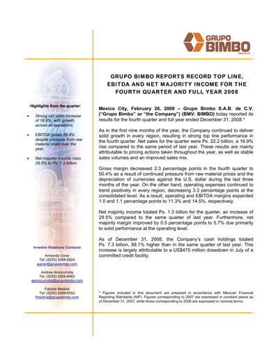 Thumbnail Grupo Bimbo
 Financial Statement fy2008