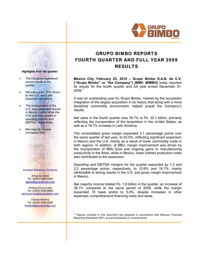 Thumbnail Grupo Bimbo
 Financial Statement fy2009