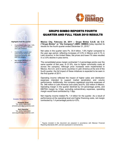 Thumbnail Grupo Bimbo
 Financial Statement fy2010