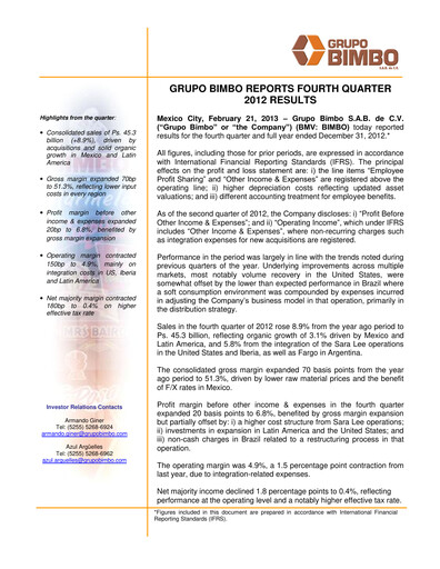 Thumbnail Grupo Bimbo
 Financial Statement fy2012