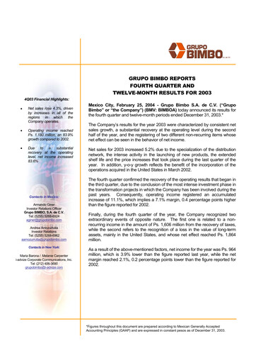 Thumbnail Grupo Bimbo
 Quarterly Report 2003-q4