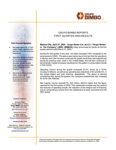 Thumbnail Grupo Bimbo
 Quarterly Report 2004-q1