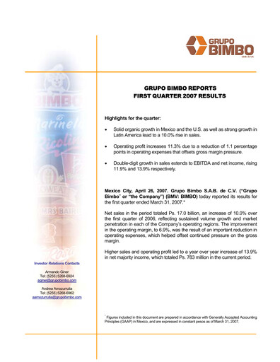 Thumbnail Grupo Bimbo
 Quarterly Report 2007-q1