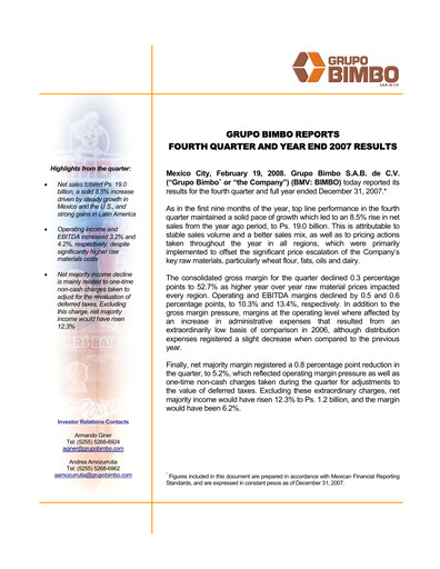 Thumbnail Grupo Bimbo
 Quarterly Report 2007-q4