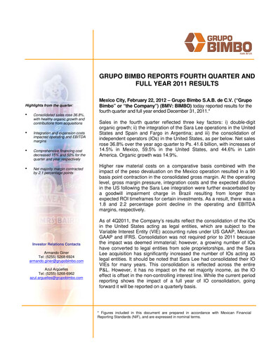 Thumbnail Grupo Bimbo
 Quarterly Report 2011-q4