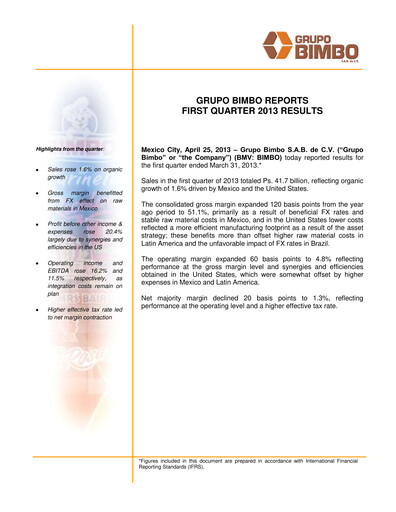 Thumbnail Grupo Bimbo
 Quarterly Report 2013-q1