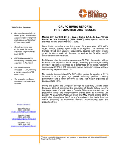 Thumbnail Grupo Bimbo
 Quarterly Report 2015-q1