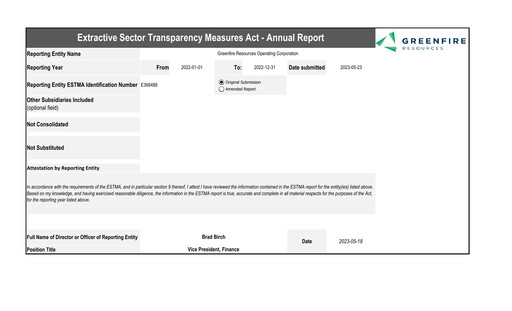 Thumbnail Greenfire Resources Annual Report 2022