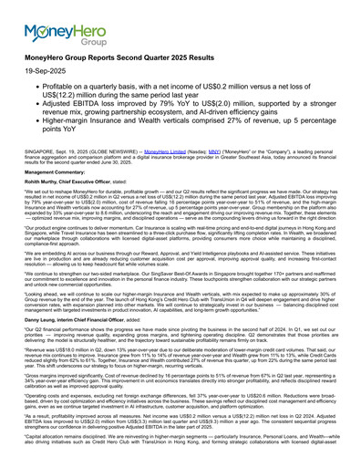 Vorschaubild MoneyHero Quartalsbericht 2025-q2