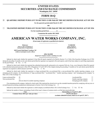 Thumbnail American Water Quarterly Report 2017-q1