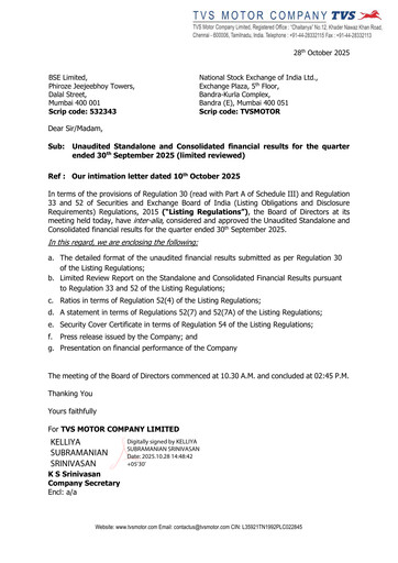Thumbnail TVS Motor Quarterly Report 2025-q3