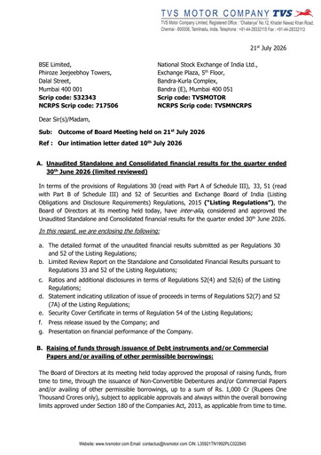 Thumbnail TVS Motor Quarterly Report 2026-q1