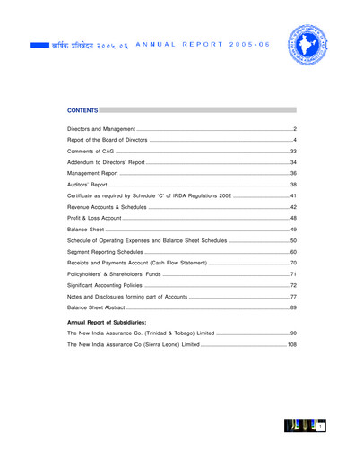 Thumbnail New India Assurance
 Annual Report 2005-2006