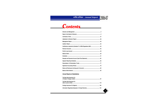 Thumbnail New India Assurance
 Annual Report 2006-2007
