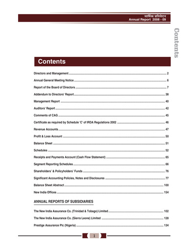 Thumbnail New India Assurance
 Annual Report 2008-2009