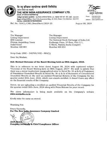 Thumbnail New India Assurance
 Quarterly Report 2024-q1