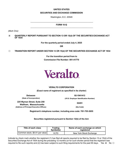 Thumbnail Veralto Quarterly Report 2025-q2