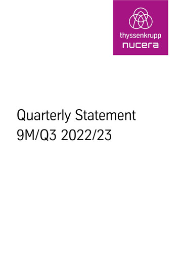 Miniature thyssenkrupp nucera Rapport trimestriel 2022-q3