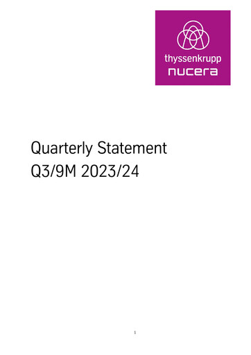 Miniature thyssenkrupp nucera Rapport trimestriel 2023-q3