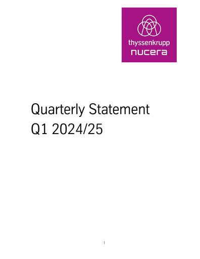 Miniature thyssenkrupp nucera Rapport trimestriel 2024-q1