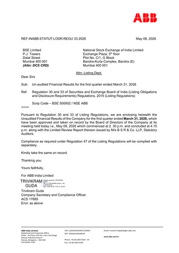 Thumbnail ABB India
 Quarterly Report 2026-q1