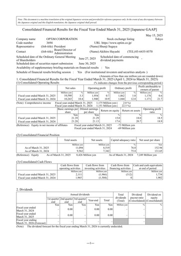 Thumbnail OPTiM Financial Statement fy2025