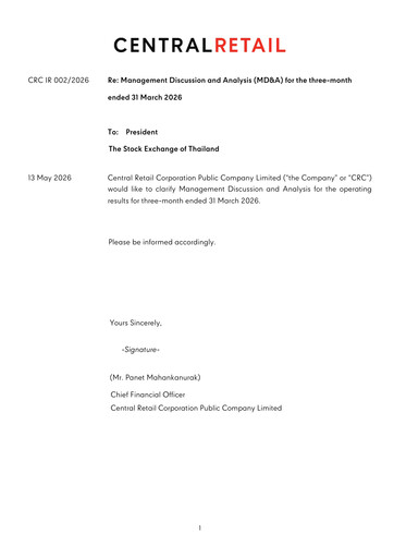 Thumbnail Central Retail Corporation Quarterly Report 2026-q1