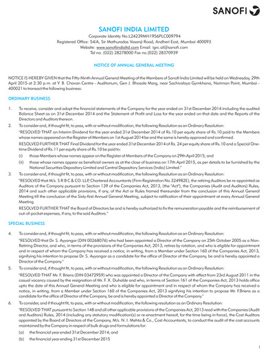 Thumbnail Sanofi India Limited Annual Report 2014