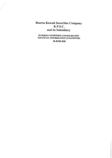 Miniature Boursa Kuwait Securities Company Bilan financier 2020-h1