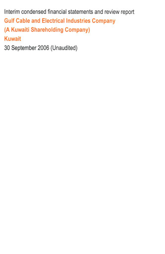 Miniature Gulf Cable and Electrical Industries Company - KPSC Bilan financier 2006-9m