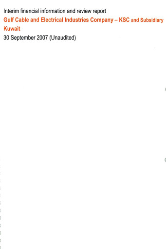 Miniature Gulf Cable and Electrical Industries Company - KPSC Bilan financier 2007-9m