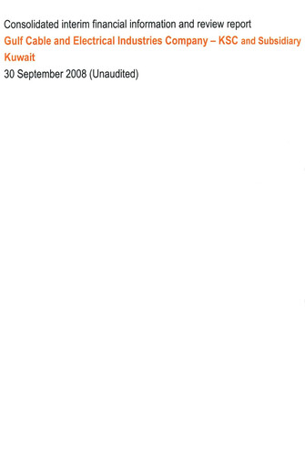 Miniature Gulf Cable and Electrical Industries Company - KPSC Bilan financier 2008-9m