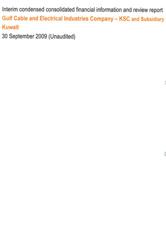Miniature Gulf Cable and Electrical Industries Company - KPSC Bilan financier 2009-9m
