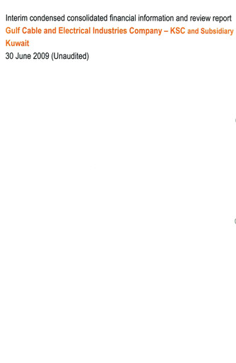 Miniature Gulf Cable and Electrical Industries Company - KPSC Bilan financier 2009-h1